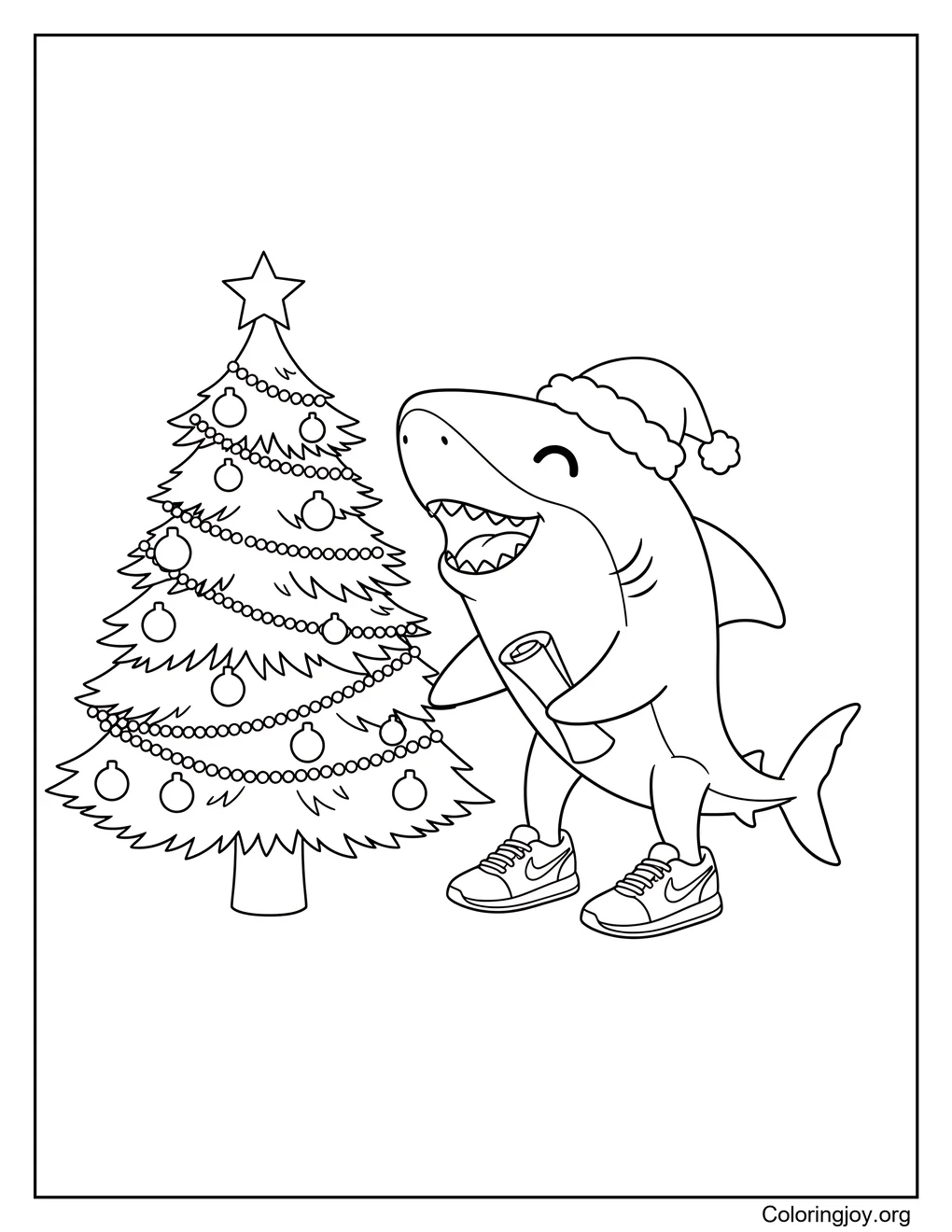 Tralalero Tralala tema navideño para colorear para niños