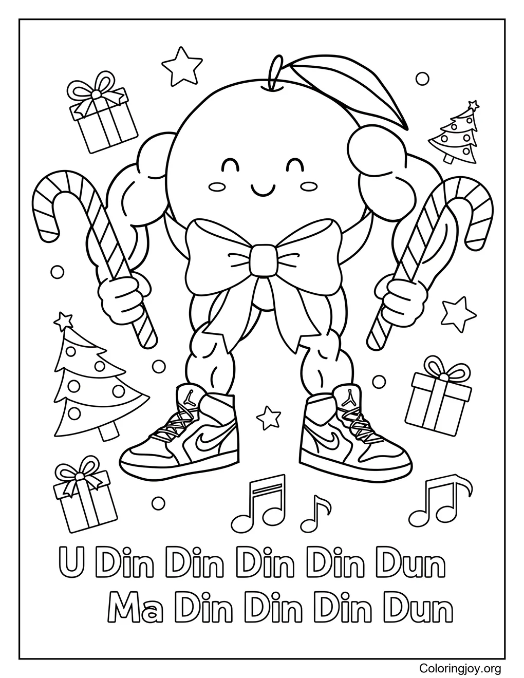U Din Din Din Din Dun Ma Din Din Din Dun página para colorear con tema navideño