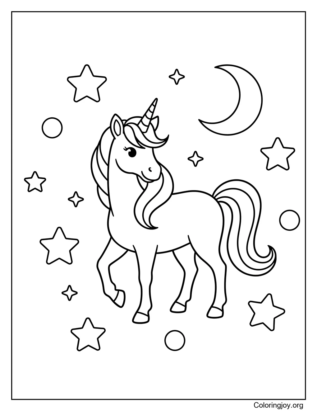Unicornio con Luna y Planetas