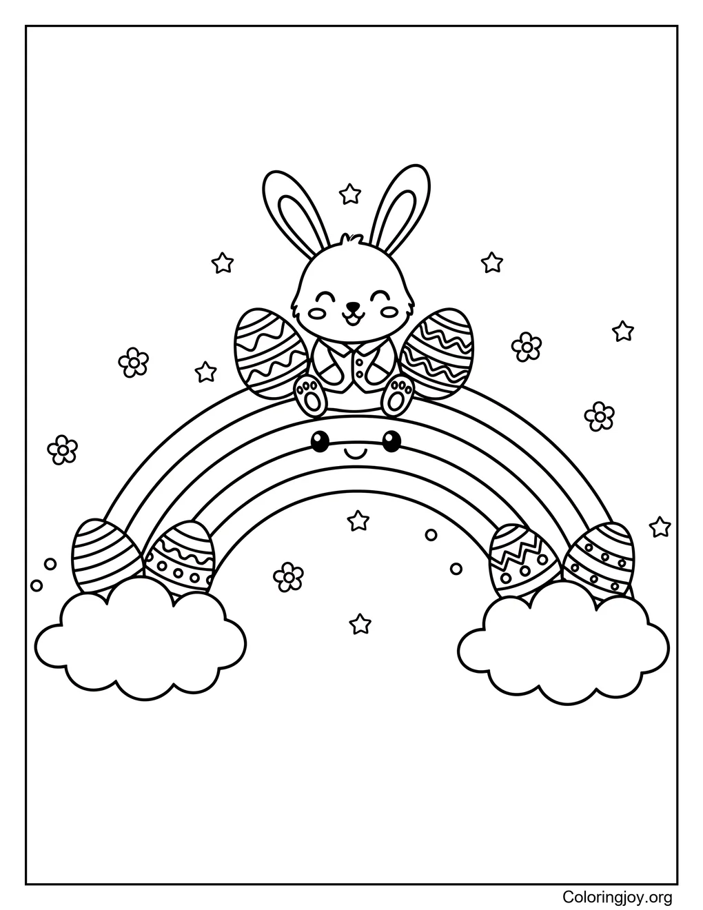 Friendly Easter Bunny's Magical Rainbow Ride