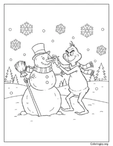 grinch building a snowman