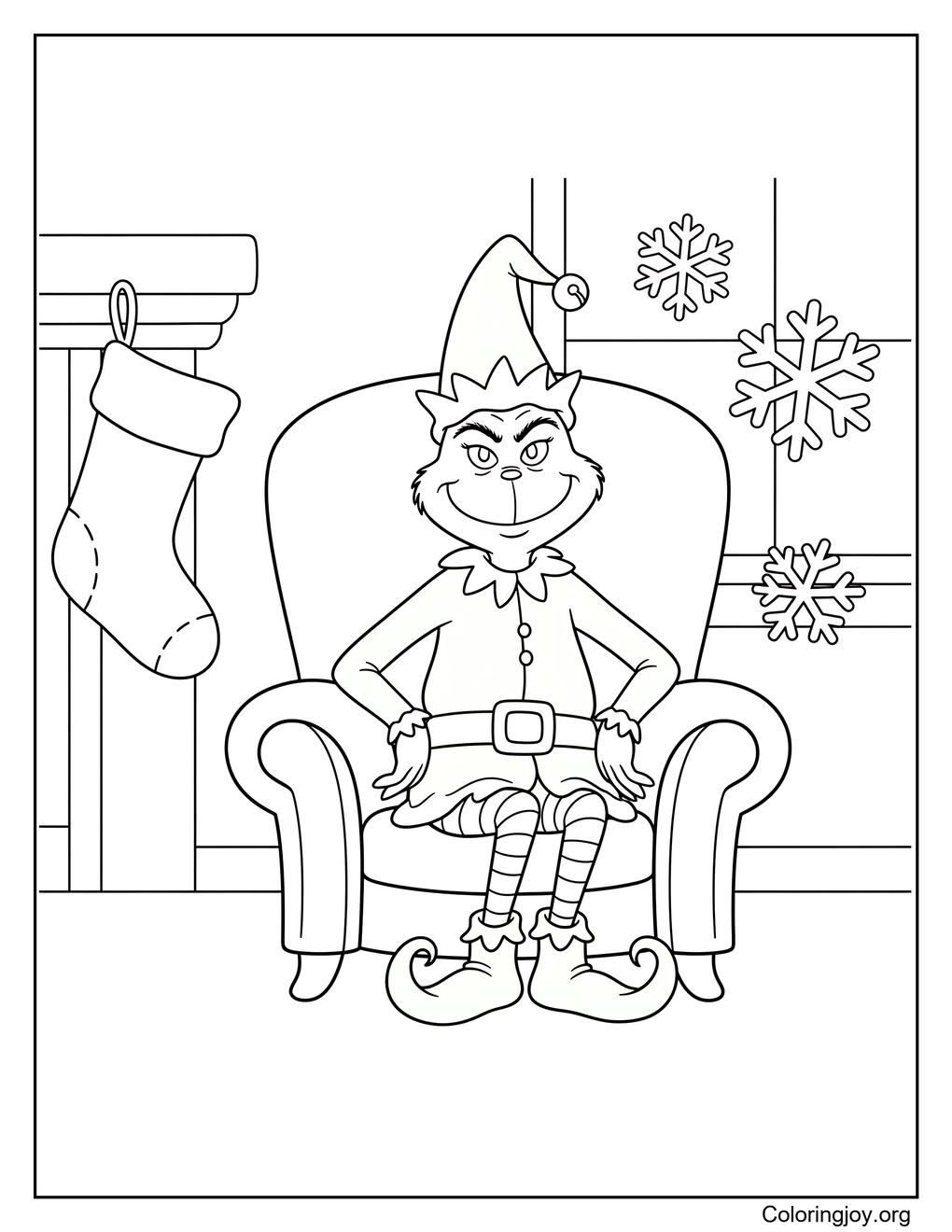 grinch dressed as an elf