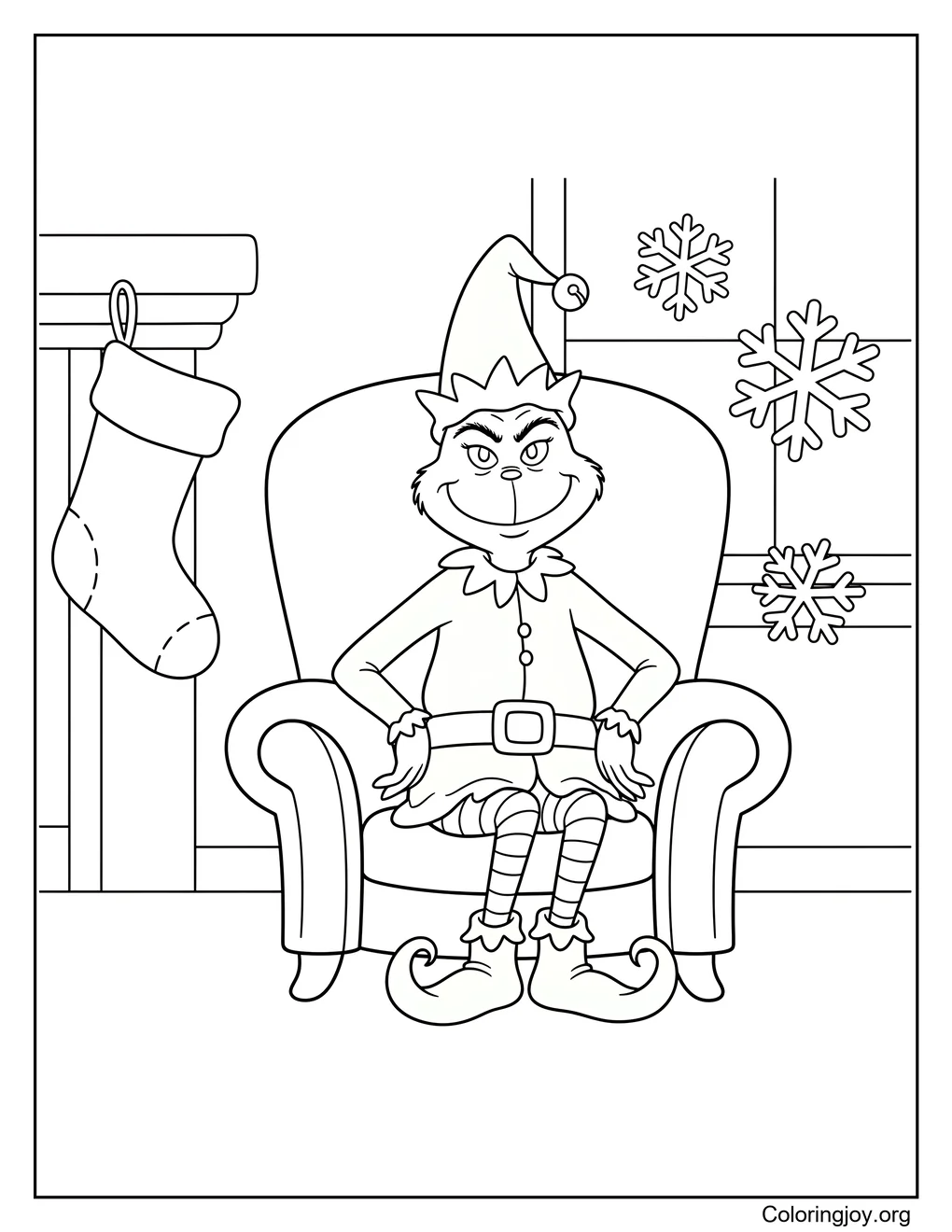 grinch dressed as an elf