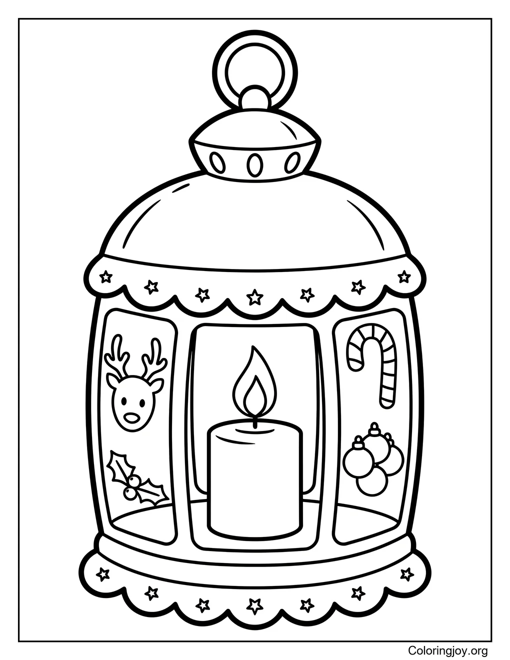 Holiday Candle Lantern Coloring Page