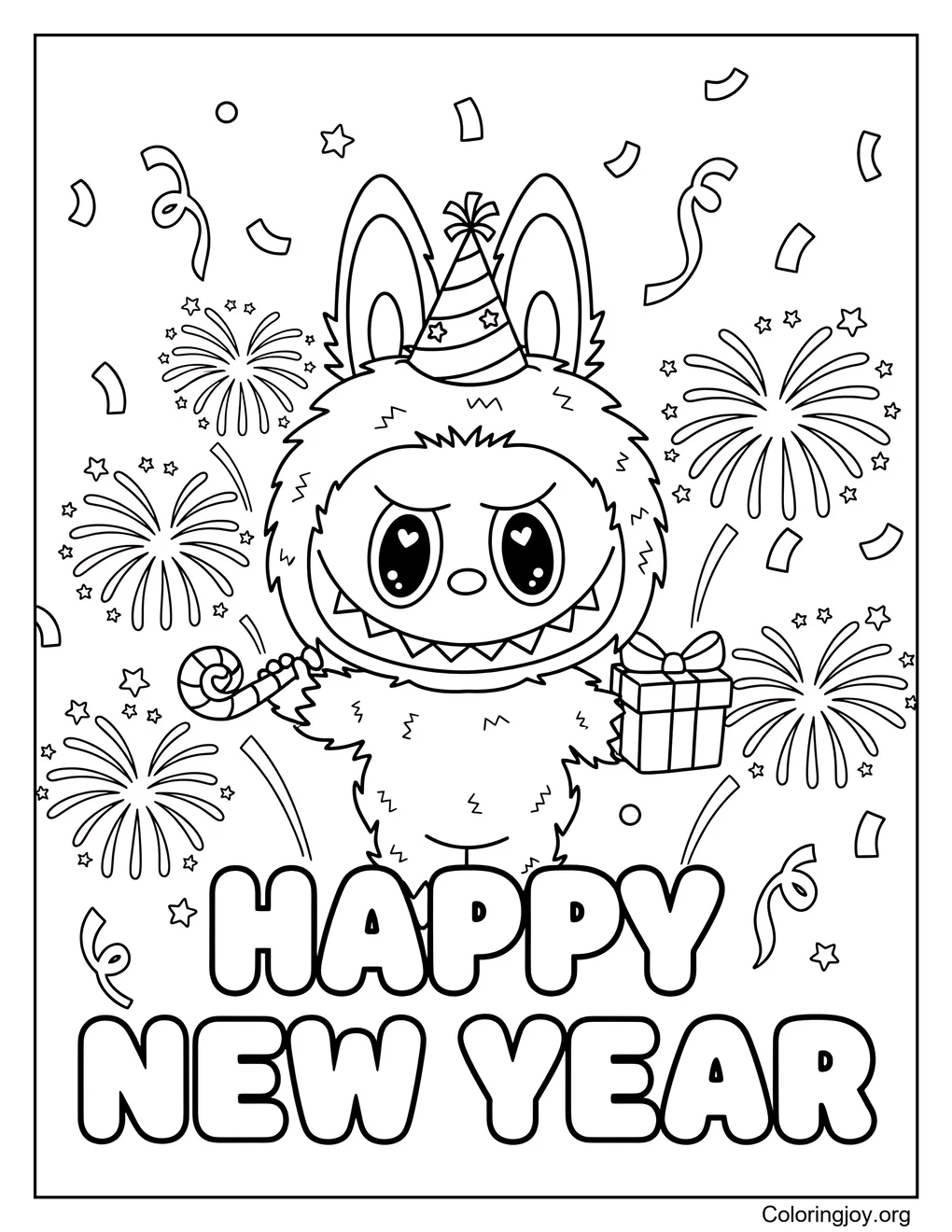 labubu new year coloring page