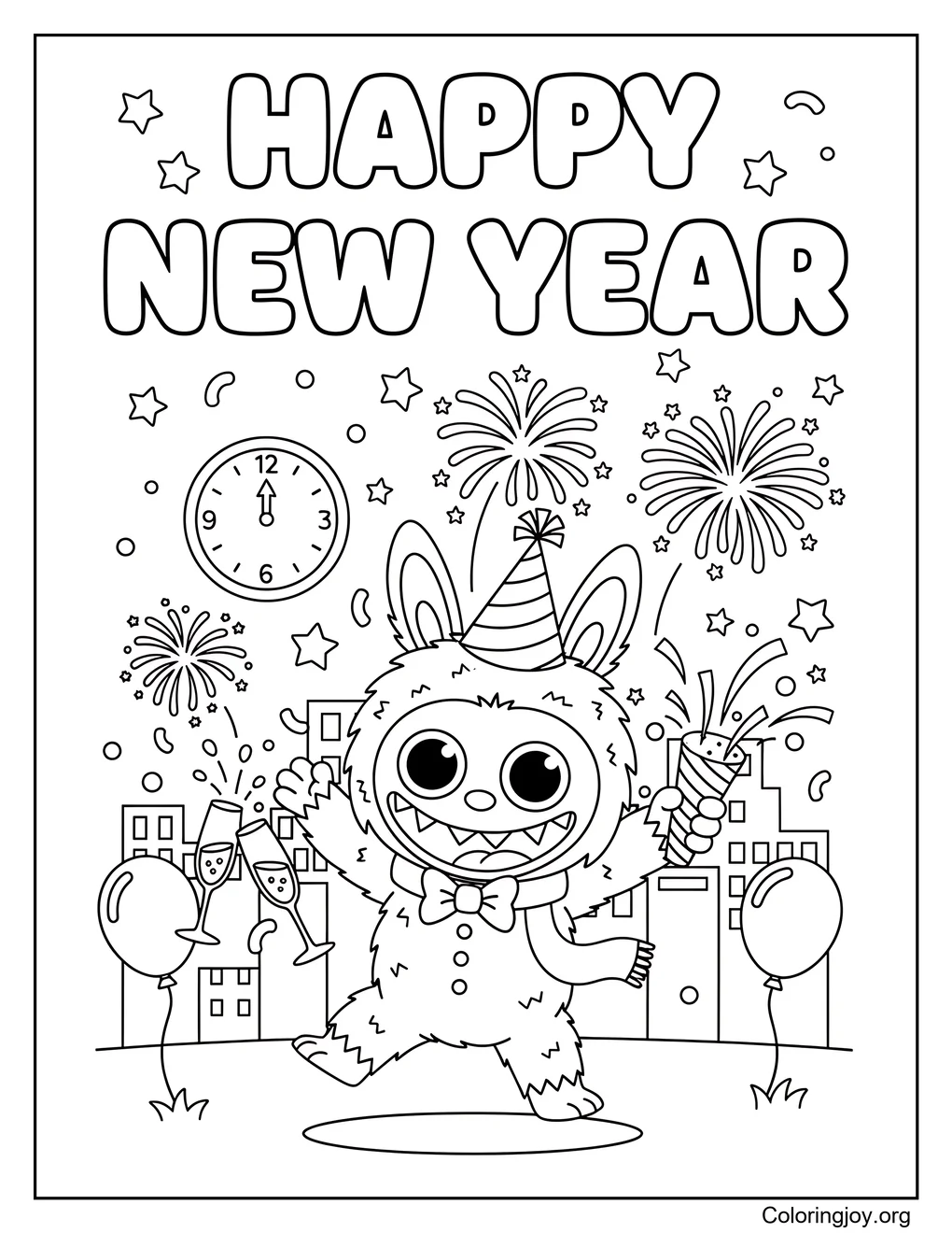 labubu new year coloring page 3