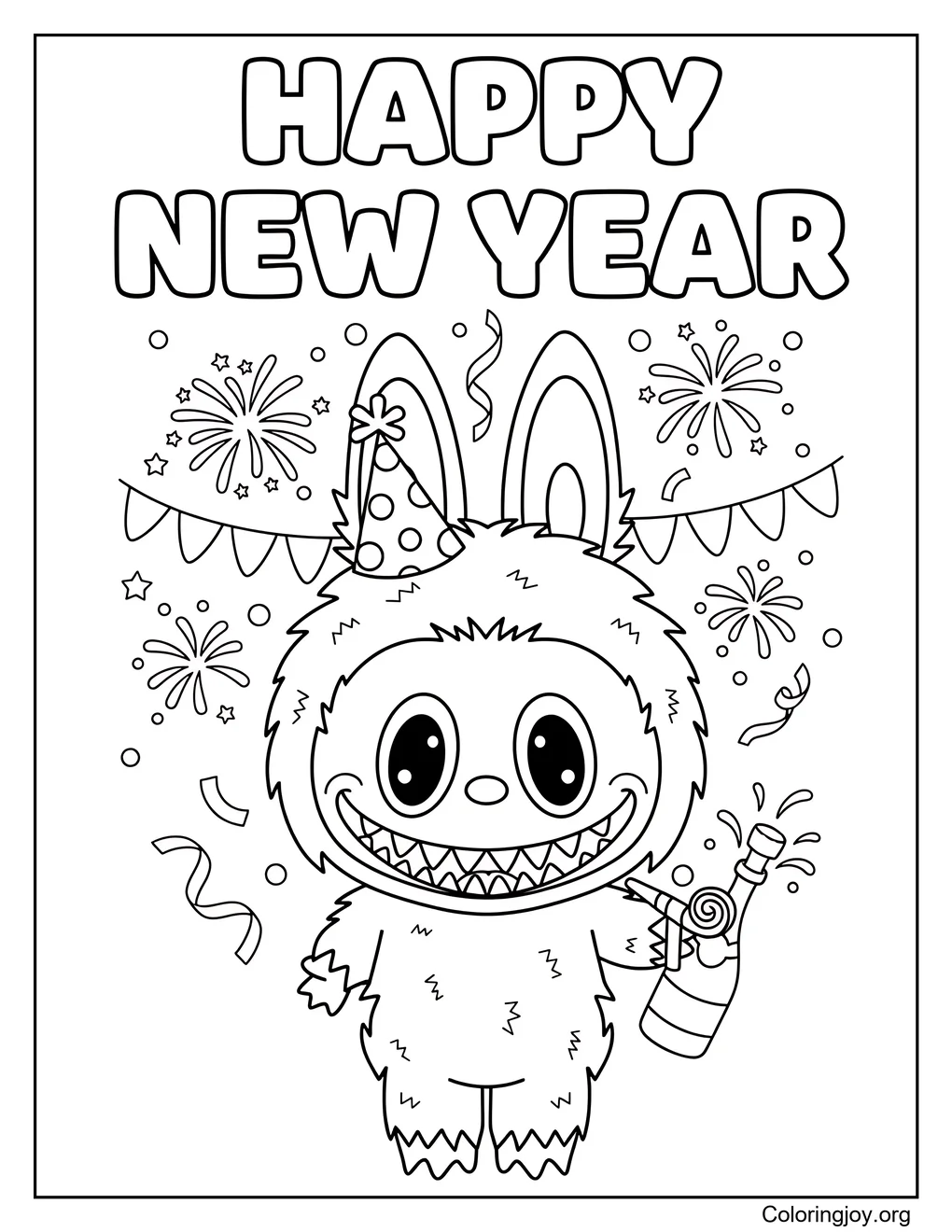 new year labubu coloring page