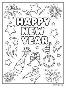 New Year doodle art for coloring