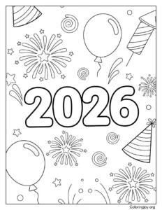 New Year numbers learning color printable