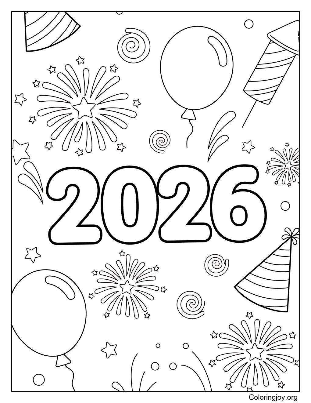 New Year numbers learning color printable