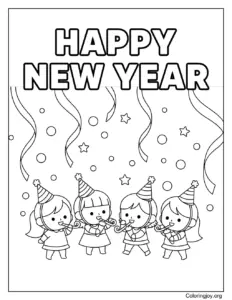 New Year party themed coloring activity