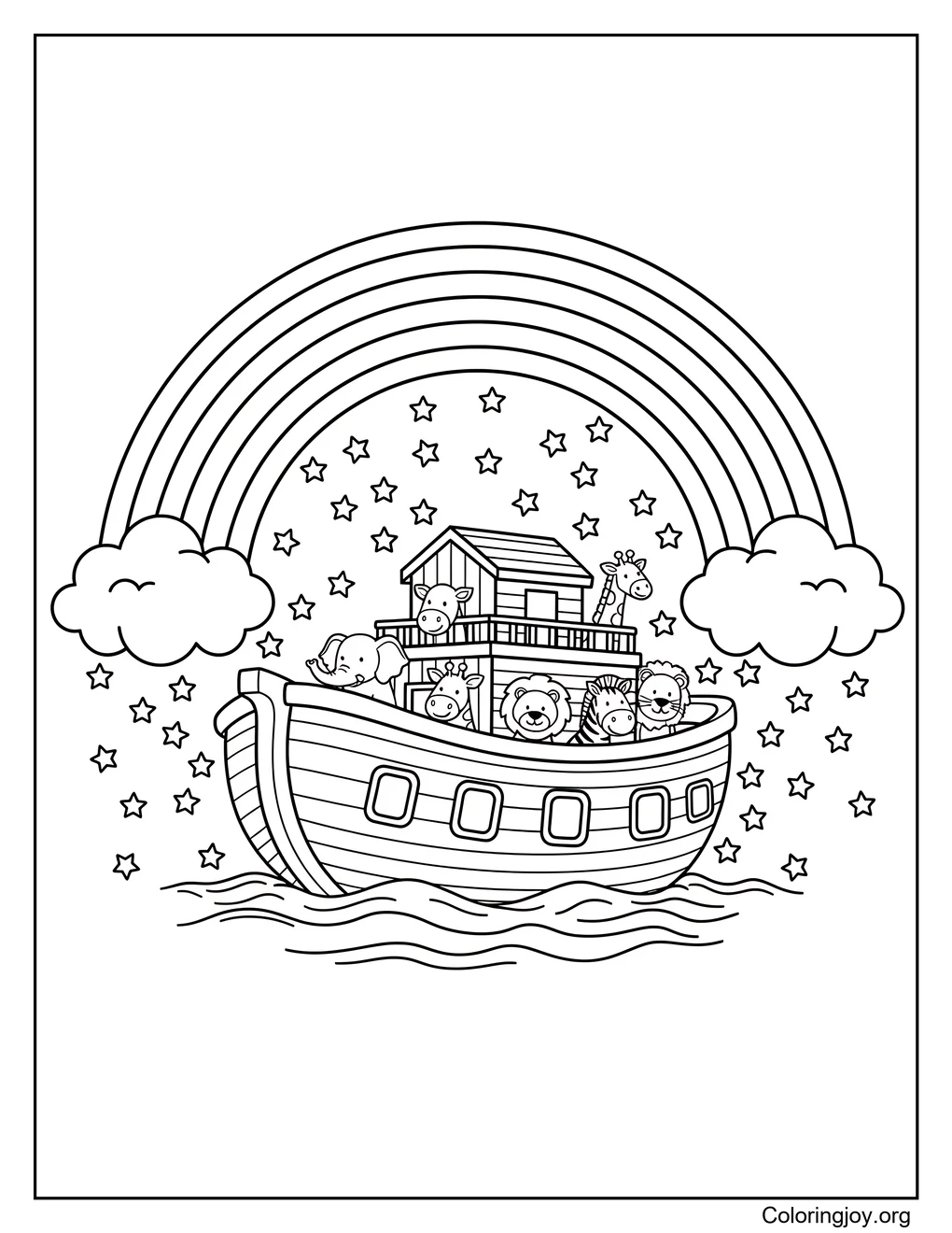 Noah's Ark and Rainbow Sky