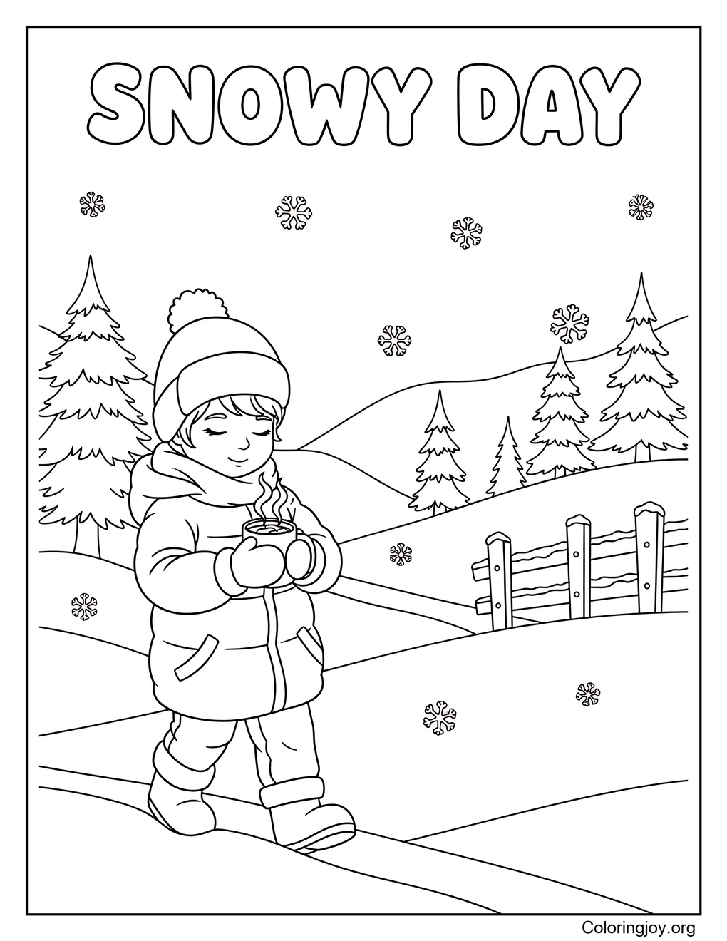 Peaceful snowy day winter walk