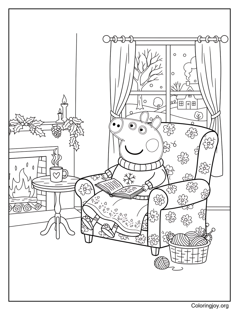 Peppa Pig's Cozy Cottagecore January Coloring Page