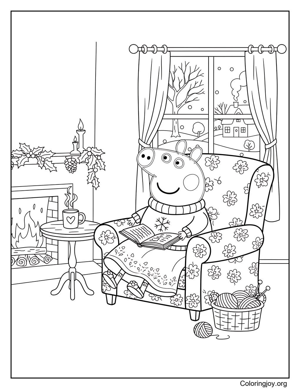 Peppa Pig's Cozy Cottagecore January Coloring Page