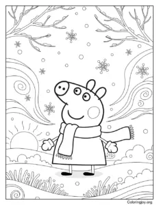 Peppa Pig's Dreamy January Walk Coloring Page