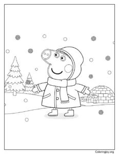 Peppa Pig's Wholesome Snowy Day Coloring Page