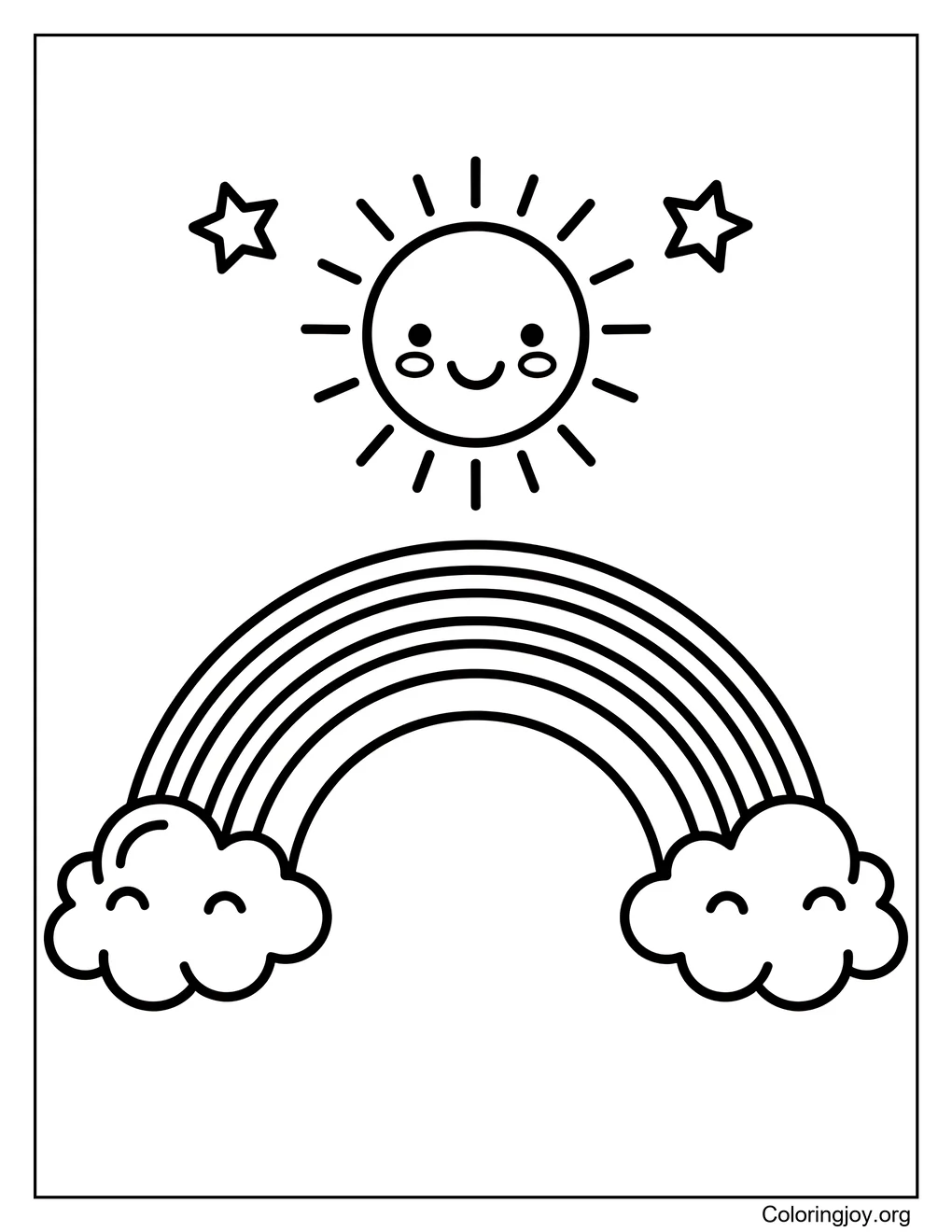 rainbow with sun and two star