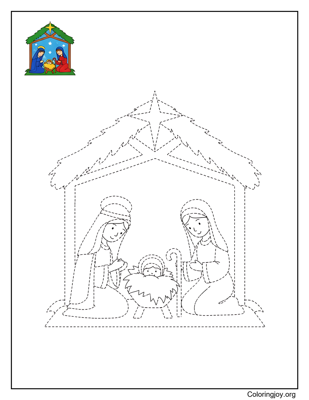 Christmas Nativity trace and Color