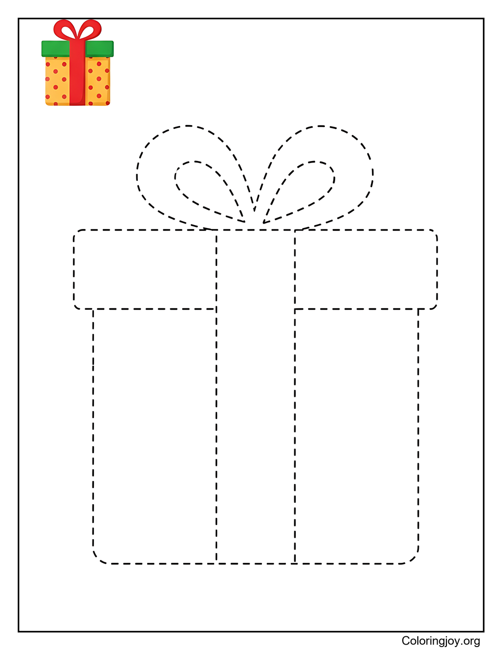 Simple Christmas Present Tracing Coloring Page