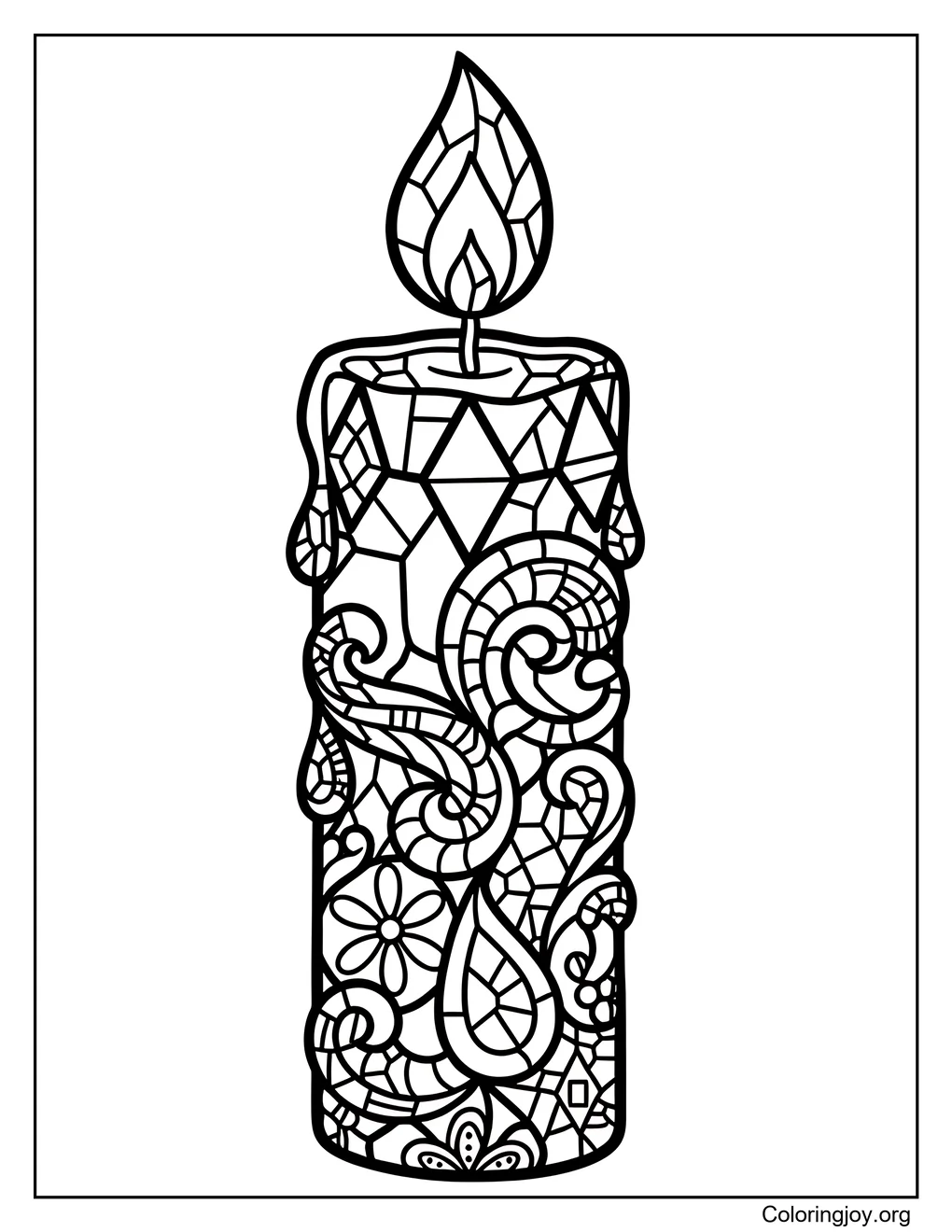 Stained Glass Candle Coloring Page