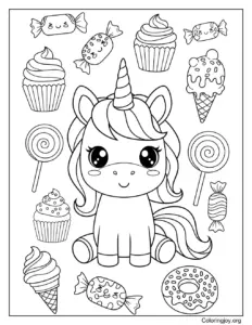 unicorn cwith sweets