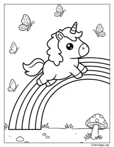 Unicorn Jumping Over A Rainbow