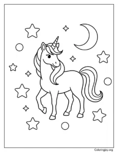 Unicorn with Moon and Planets