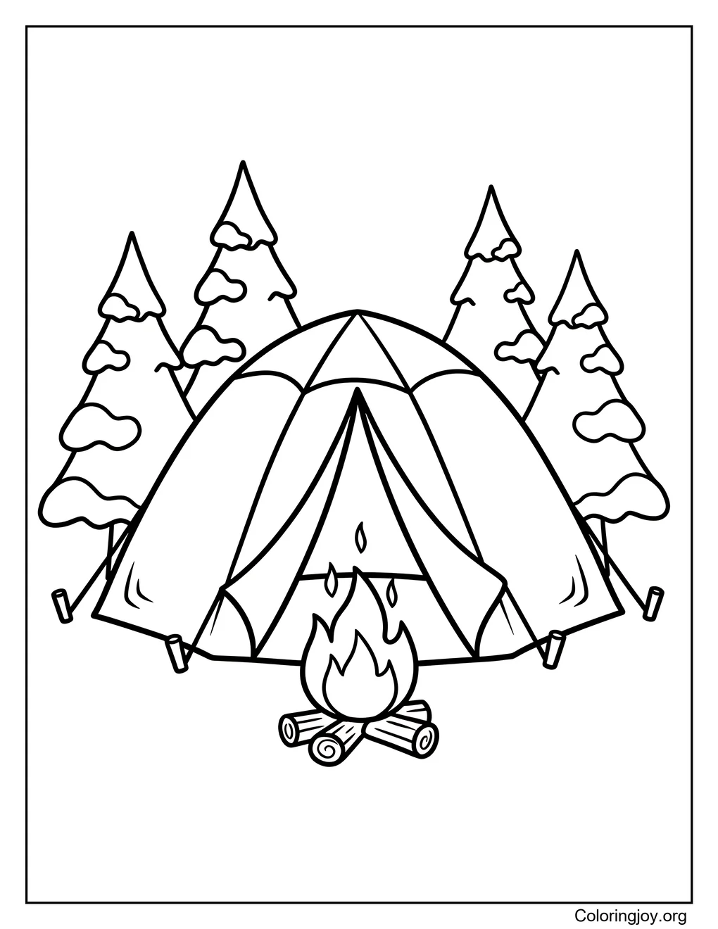 Winter camping coloring sheet