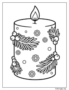 Winter Holiday Candle Coloring Page