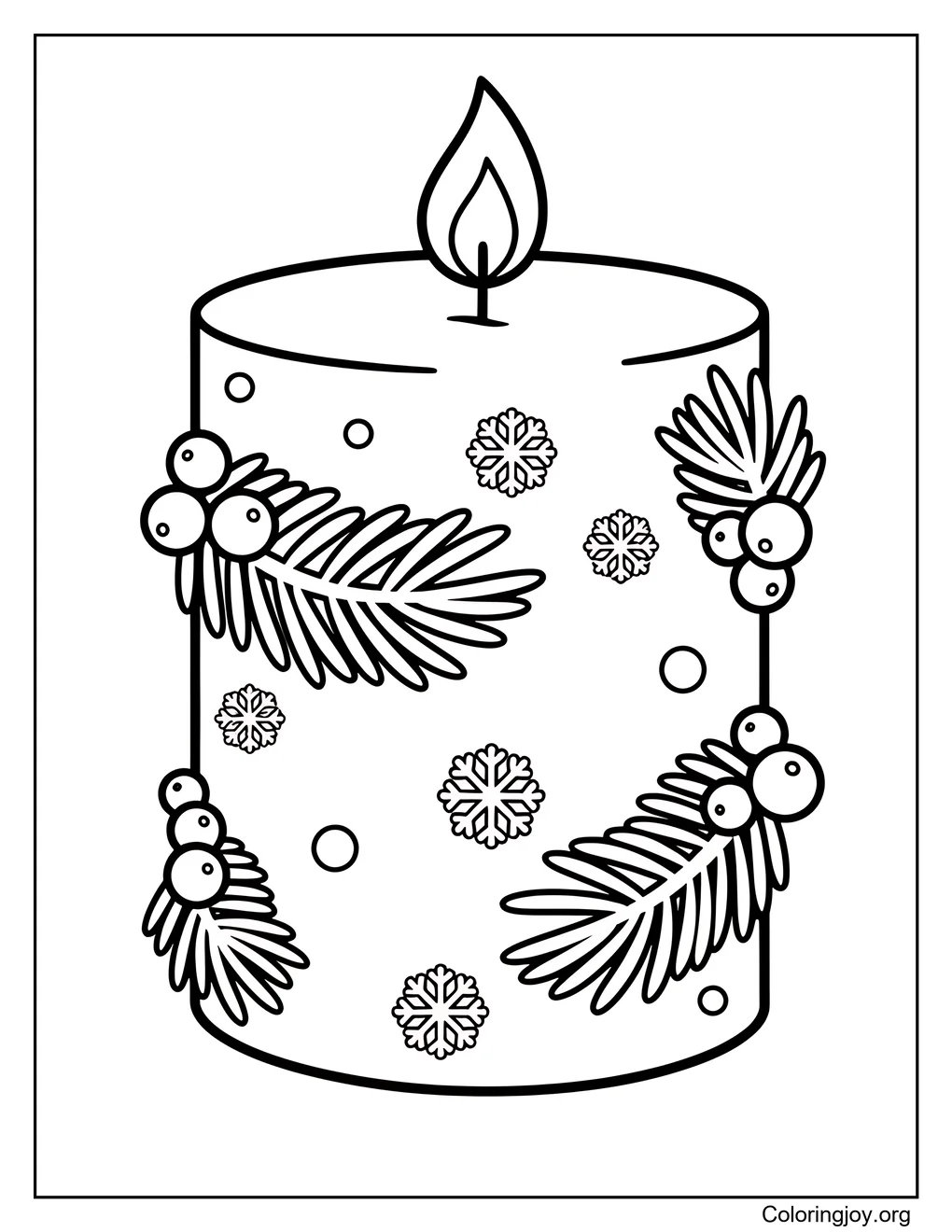 Winter Holiday Candle Coloring Page