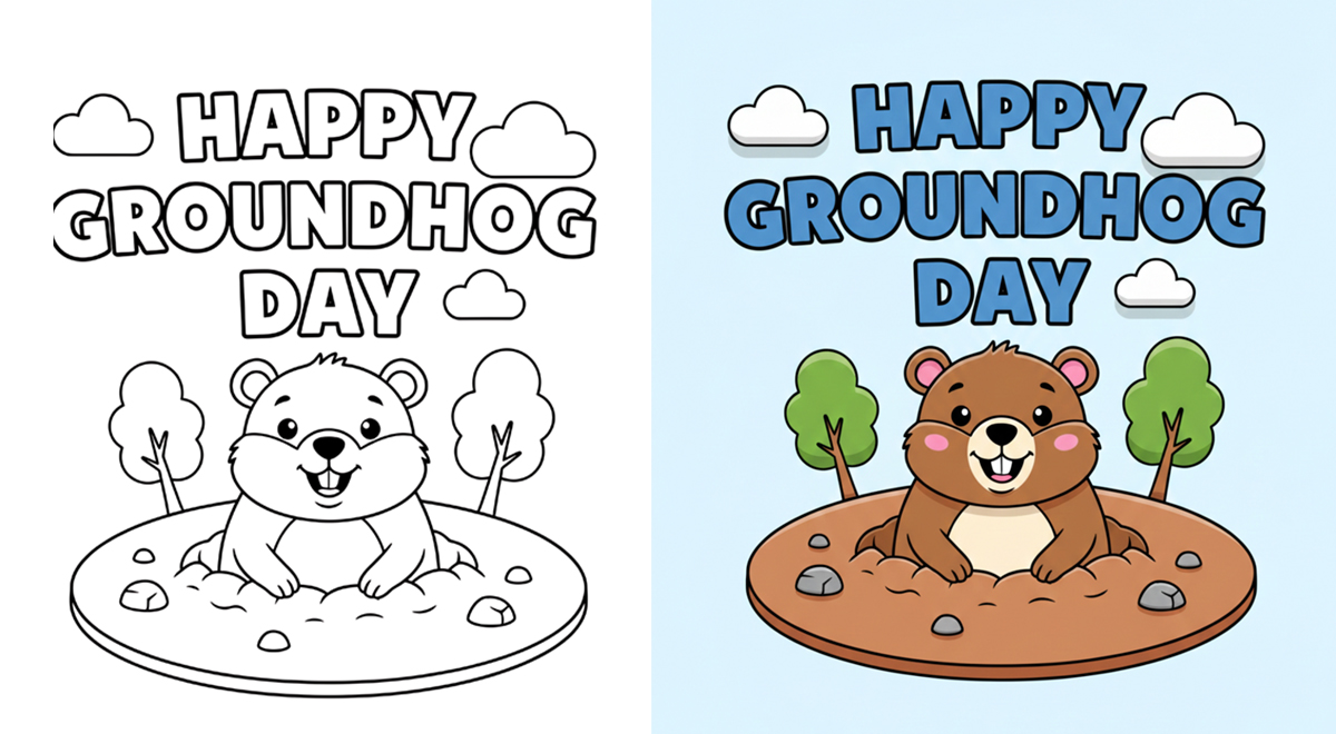 Groundhog Day Coloring Pages