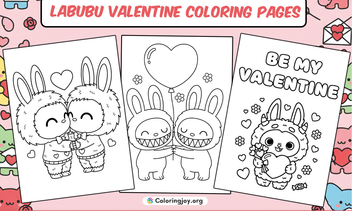 Labubu Valentine Coloring Pages