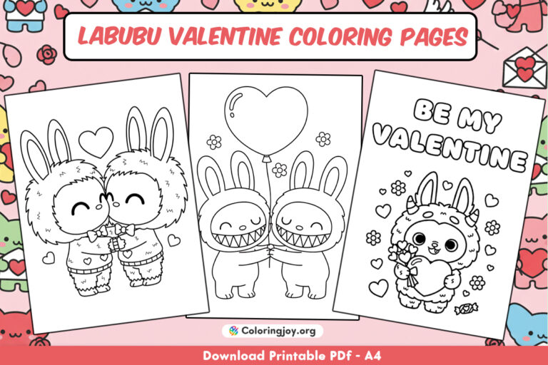 Labubu Valentine Coloring Pages