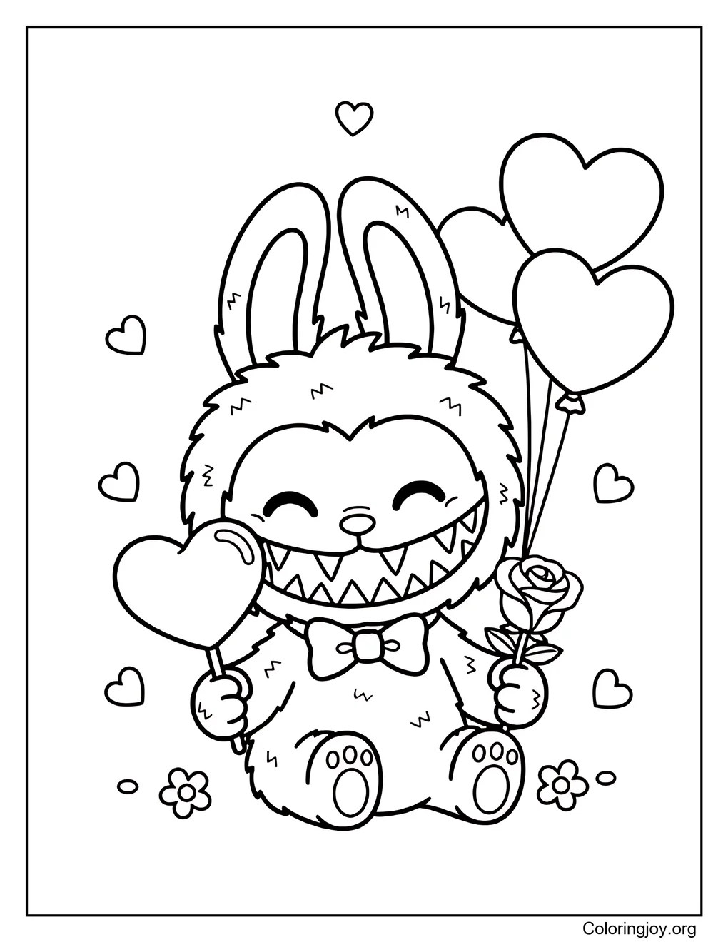 Labubu Valentine Coloring Pages (PDFs Easy to Download and Print)