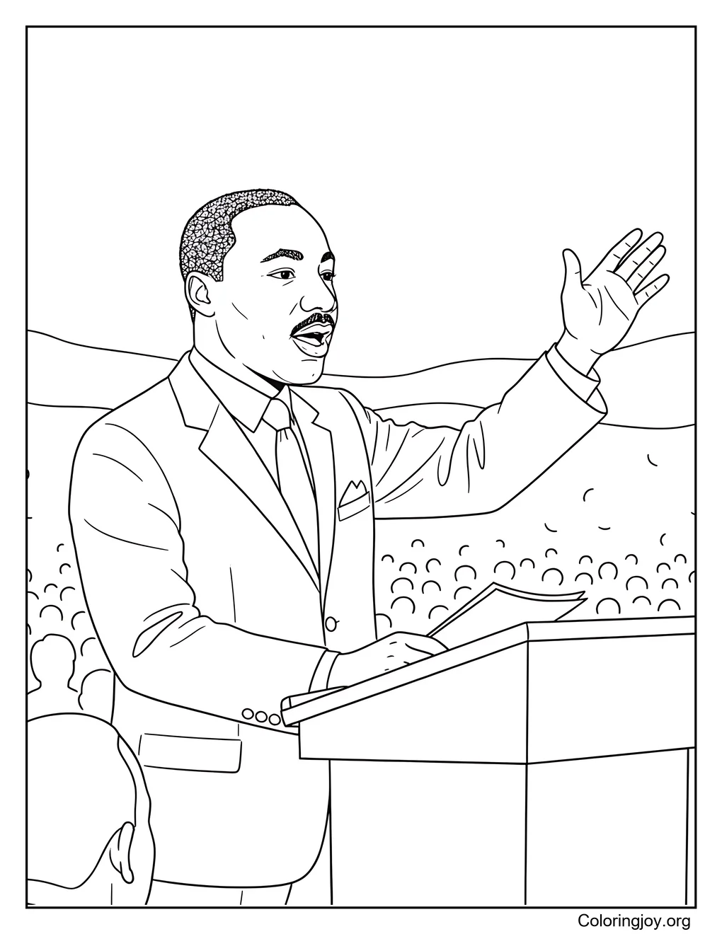 MLK - Delivering a speech from a podium to a crowd