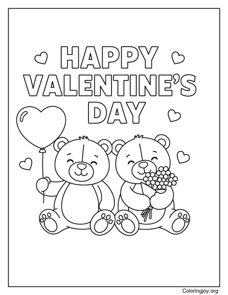 Teddy bears Valentine’s Day Coloring Pages