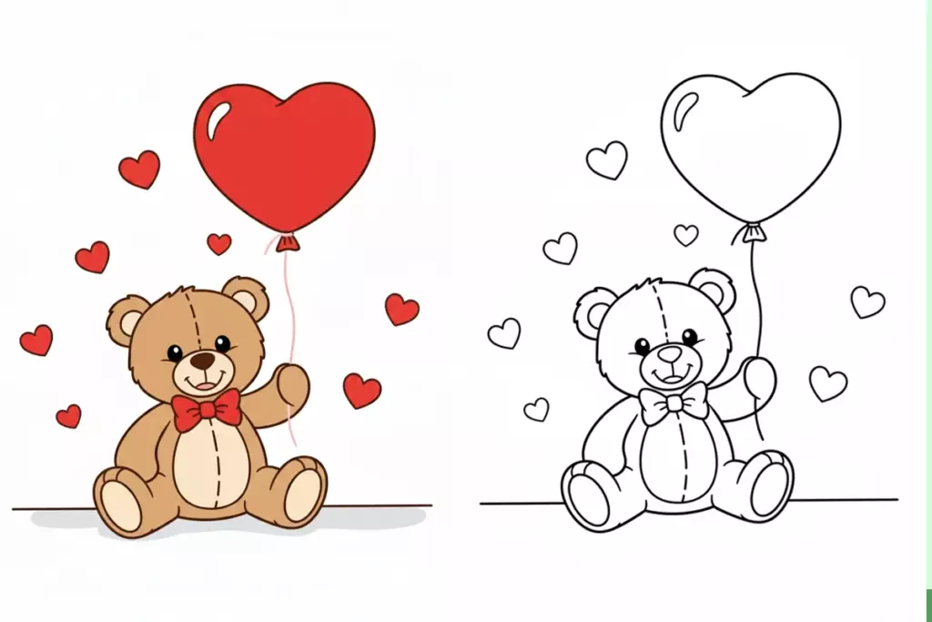 Teddy bears Valentine’s Day Coloring Pages