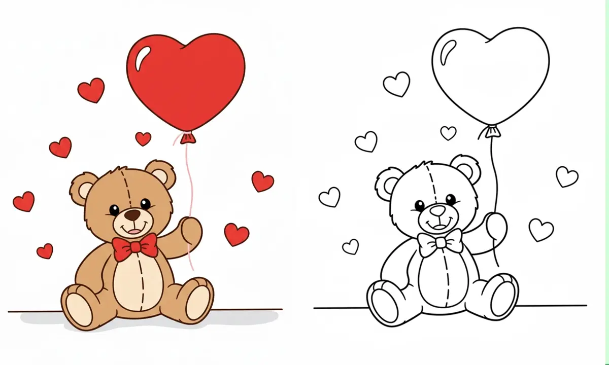 Teddy bears Valentine's Day Coloring Pages