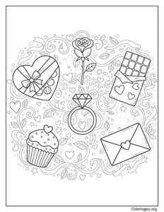 Valentine's themed coloring page