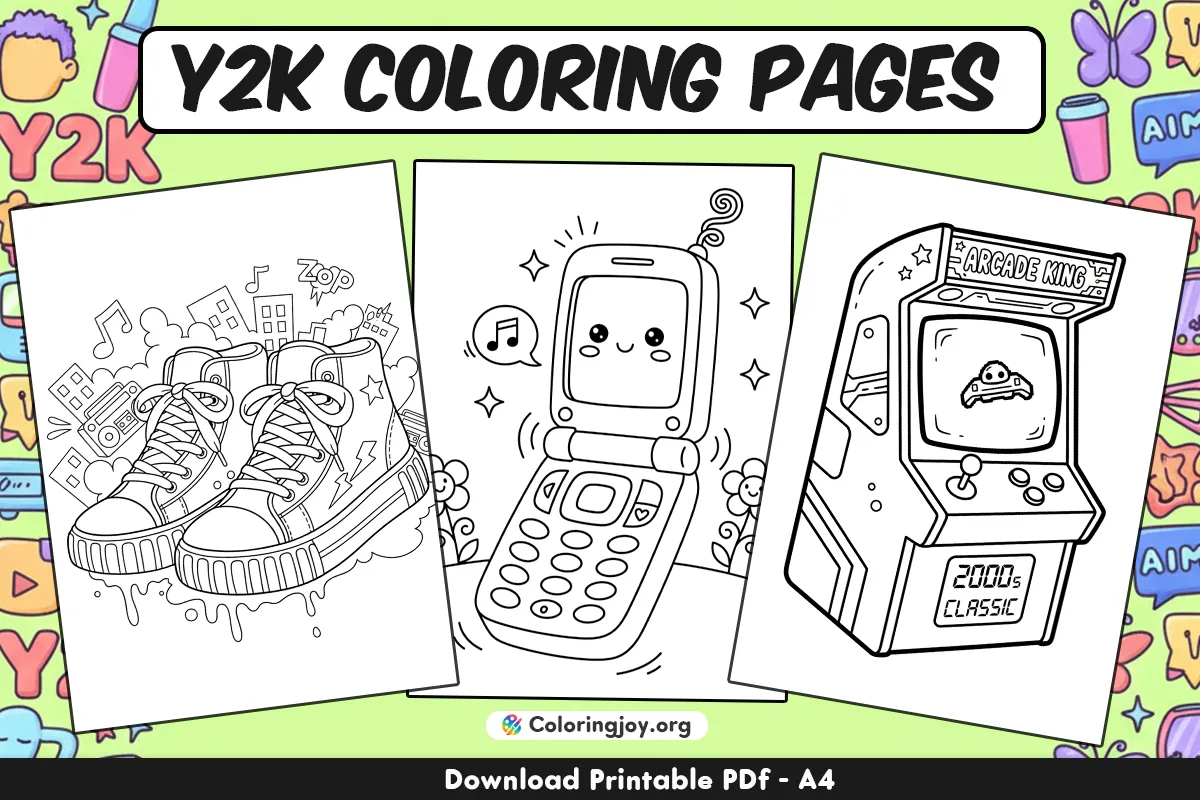 Paginas para colorear Y2K gratis para ninos y adultos
