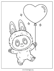 Adorable Labubu Dancing with a Heart Balloon