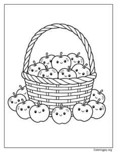 apple basket coloring page coloring sheet