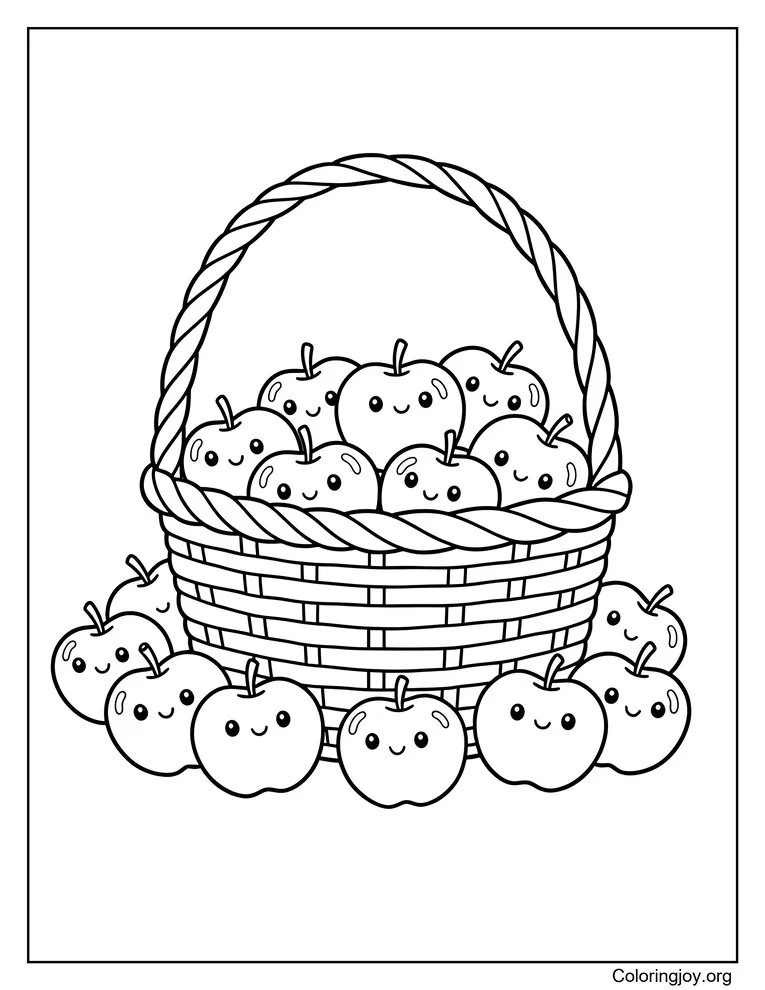 apple basket coloring page coloring sheet