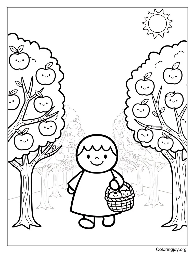 apple orchard coloring page coloring sheet