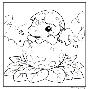 baby dinosaur hatching from egg