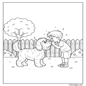 Boy With Dog picture to color