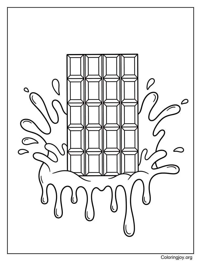 Chocolate Bar Splash Coloring Page