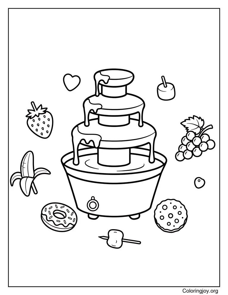 Chocolate Fountain Coloring Page