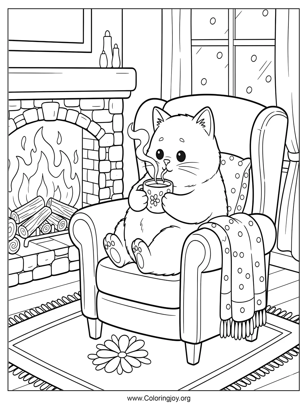 Cat Drinking from a Cup